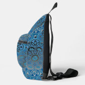 青と黒のタイルパターンスリングバッグリュックサック スリングバッグ (右)