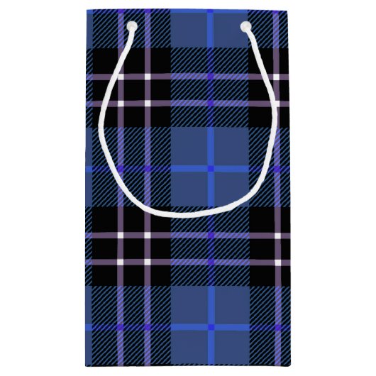 青と黒のタータンチェック格子小抱き枕 スモールペーパーバッグ (裏面)