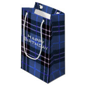 青と黒のタータンチェック格子小抱き枕 スモールペーパーバッグ (正面アングル)