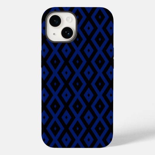 青と黒のダイヤモンドパターン Case-Mate iPhoneケース (裏面)