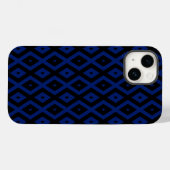 青と黒のダイヤモンドパターン Case-Mate iPhoneケース (裏面 (横))