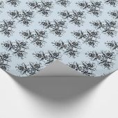 青と黒のダマスクのギフトラップ ラッピングペーパー (角)