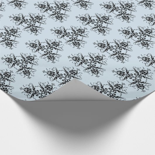 青と黒のダマスクのギフトラップ ラッピングペーパー (角)