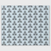 青と黒のダマスクのギフトラップ ラッピングペーパー (フラット)