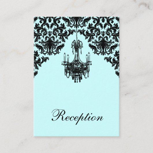 青と黒のダマスクシャンデリアのエンクロージャカード エンクロージャーカード (正面)
