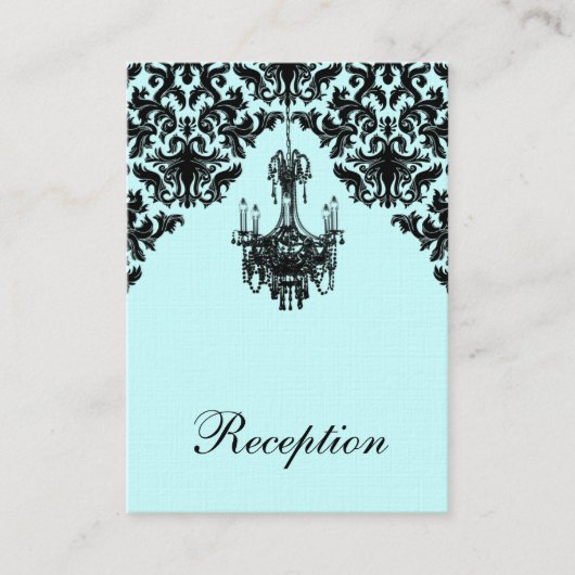 青と黒のダマスクシャンデリアのエンクロージャカード エンクロージャーカード (正面)