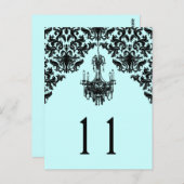 青と黒のダマスクシャンデリアのテーブル番号 ポストカード (正面/裏面)