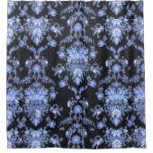 青と黒のダマスクプリントシャワーカーテン シャワーカーテン (正面)