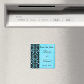 青と黒のダマスク日付マグネットを保存 マグネット (インサイチュ (食洗機))