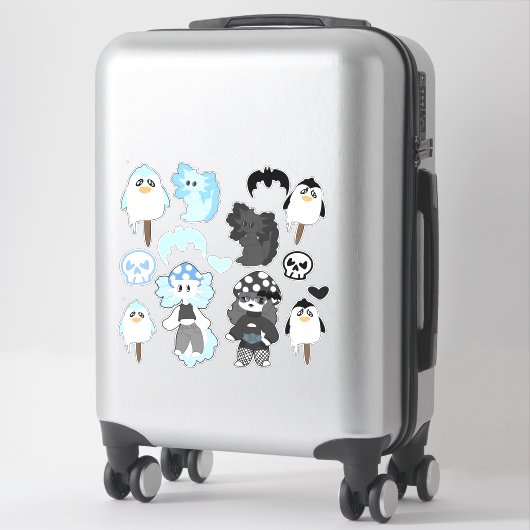 青と黒のデカールのシール シール (スーツケース)