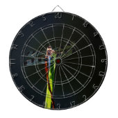 青と黒のトンボが緑と赤の草の上に ダーツボード (正面)