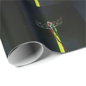 青と黒のトンボが緑と赤の草の上に ラッピングペーパー (ロールコーナー)