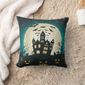 青と黒のハロウィーン広場 クッション (ブランケット)