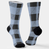 青と黒のバッファローのプレイド ソックス (傾斜あり)