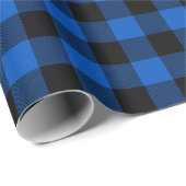 青と黒のバッファローのプレイド ラッピングペーパー (ロールコーナー)