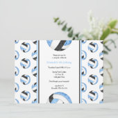 青と黒のバレーボール誕生日チームスポーツパーティー 招待状 (スタンド正面)