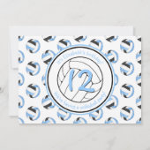 青と黒のバレーボール誕生日チームスポーツパーティー 招待状 (裏面)