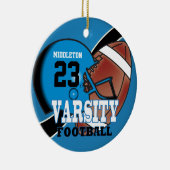 青と黒のバーシティサッカー セラミックオーナメント (右)