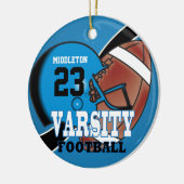 青と黒のバーシティサッカー セラミックオーナメント (左)