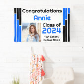 青と黒のバー1枚の写真卒業 横断幕 (インサイチュ)