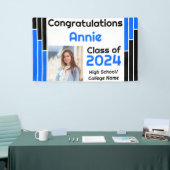 青と黒のバー1枚の写真卒業 横断幕 (トレードショー)