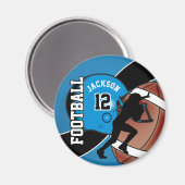 青と黒のパーソナライズされたサッカー マグネット (正面/裏面)