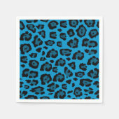 青と黒のヒョウ印刷 スタンダードカクテルナプキン (正面)