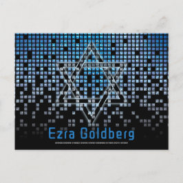 青と黒のビデオゲームプレーヤーのバミツヴァ礼拝ありがとう ポストカード