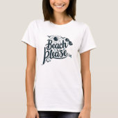 青と黒のビーチお願いTシャツ Tシャツ (正面)