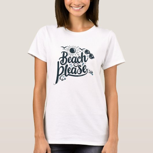 青と黒のビーチお願いTシャツ Tシャツ (正面)