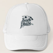 青と黒のビーチPlease Trucker Hat キャップ (正面)