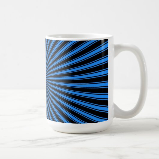 青と黒のファンキー抽象芸術 コーヒーマグカップ (右)