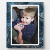 青と黒のフェイク大理石の写真プラーク フォトプラーク (正面)