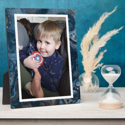 青と黒のフェイク大理石の写真プラーク フォトプラーク (側面)