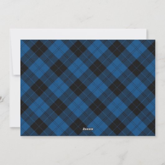 青と黒のフェスティバルタータンチェッククリスマスフォト シーズンカード (裏面)