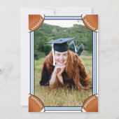 青と黒のフットボール卒業パーティー 招待状 (裏面)