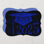 青と黒のフローラキャップ2025カード 招待状 (正面/裏面)