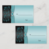 青と黒のフローラプレイスカード プレイスカード (正面/裏面)
