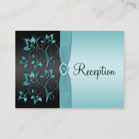 青と黒のフローラ披露宴エンクロージャカード エンクロージャーカード (正面)