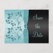 青と黒のフローラ日付はがきを保存 案内ポストカード (正面)