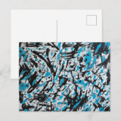 青と黒のブラシマークの抽象芸術 ポストカード (正面/裏面)