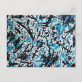 青と黒のブラシマークの抽象芸術 ポストカード (正面)