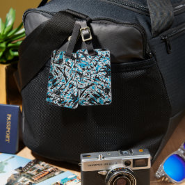 青と黒のブラシマークの抽象芸術 ラゲッジタグ