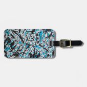 青と黒のブラシマークの抽象芸術 ラゲッジタグ (正面横)