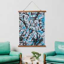 青と黒のブラシマークの抽象芸術