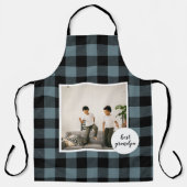 青と黒のプライドの最高のグランパの贈り物と写真 エプロン (正面)