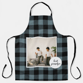青と黒のプライドの最高のグランパの贈り物と写真 エプロン