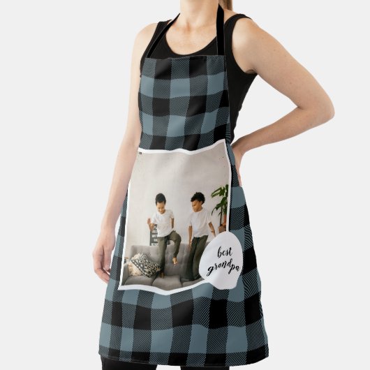 青と黒のプライドの最高のグランパの贈り物と写真 エプロン (インサイチュ)