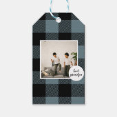 青と黒のプライドの最高のグランパの贈り物と写真 ギフトタグ (正面)