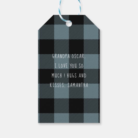 青と黒のプライドの最高のグランパの贈り物と写真 ギフトタグ (裏面)